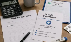 Dokumenty dotyczące zasiłku chorobowego z umowy zlecenia, w tym zwolnienie lekarskie (L4).