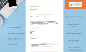 Fragment umowy o pracę na czas nieokreślony z polami do wypełnienia.