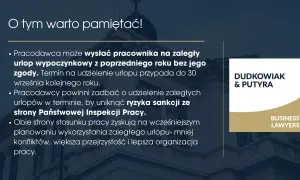 Pamiętaj, że zaległy urlop wypoczynkowy z poprzedniego roku należy wykorzystać do 30 września kolejnego roku, by uniknąć sankcji.