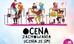 Ilustracja przedstawia grupę uczniów w klasie, niektórych rozmawiających, innych bawiących się.