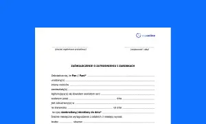 Fragment formularza "Zaświadczenie o zatrudnieniu i zarobkach" z polami do wypełnienia.
