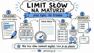 Poradnik do matury z angielskiego: polecenie, limit słów (220), treść, jakość i redakcja. Nie liczymy słów, tylko piszemy wg planu.
