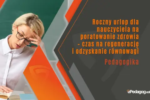 Zmęczona nauczycielka z bólem głowy. Roczny urlop zdrowotny dla kogo? Dla pedagogów potrzebujących regeneracji i odzyskania równowagi.