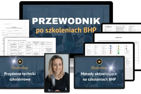 Przewodnik po szkoleniach BHP: certyfikaty, tabele z zasadami, masterclassy z technikami aktywizującymi i przydatnymi na szkoleniach BHP.