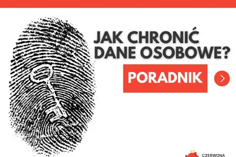 Odcisk palca z kluczem i napisem "Jak chronić dane osobowe? Poradnik!".