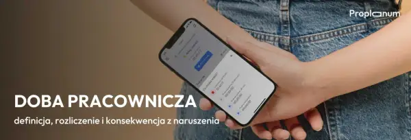 Doba pracownicza na ekranie telefonu. Aplikacja pomaga zarządzać czasem pracy, przerwami i rozliczeniami.