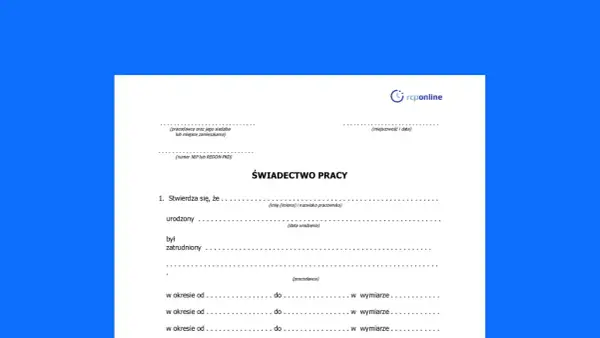 Świadectwo pracy, dokument potwierdzający zatrudnienie na umowie zlecenie, zawiera dane pracodawcy i pracownika.